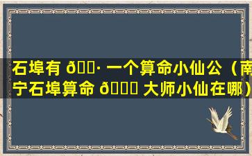 石埠有 🕷 一个算命小仙公（南宁石埠算命 🐕 大师小仙在哪）